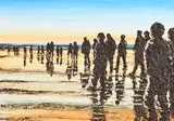 Martin McCormack, Early Morning Strollers, mixed media on board