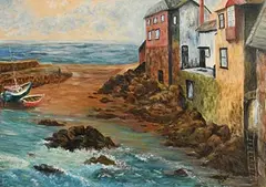 Olive Henry, Coastal Landscape, oil on board