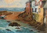 Olive Henry, Coastal Landscape, oil on board