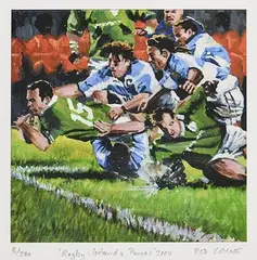 Rod Coyne, Rugby: Ireland v Pumas, 2004, limited edition print - numbered 8 from an edition of 200