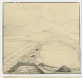 Arthur Power, Turf Cutting, Dublin Mountains, 1974, pencil drawing