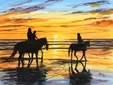 Martin McCormack, Riding Out at Sunset, oil on board