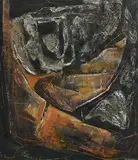 R Fogarty, Abstract Composition, oil on card