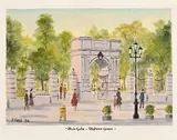Frank Feld, Main Gate, St Stephen's Green, 1986, oil on board