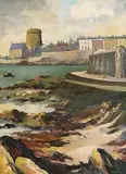 Deirdre O'Donnell, Joyce's Tower, Sandycove, oil on board