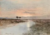 Percy French, Lake Scene, Evening