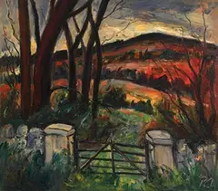 Peter Collis, Farm Gate, Wicklow, oil on canvas