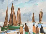 Watching the Boats by Markey Robinson, gouache, sold Jan 2020