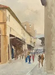 Niccola d'Ardia Caracciolo, Ponte Vecchio, Florence, 1980, watercolour