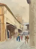 Niccola d'Ardia Caracciolo, Ponte Vecchio, Florence, 1980, watercolour
