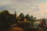 19th Century Dutch School, Village Scene, oil on canvas