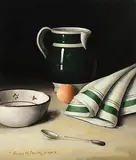 David French Le Roy, Still Life with Jug, Bowl and Egg