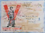 Neil Shawcross, American Revolution Postcard, 2018, mixed media on canvas