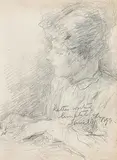 Letter Writing Lunatic by John Butler Yeats, 1899, pencil drawing, sold Jan 2020