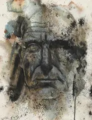 Image of Head by John Keating, 1992, mixed media on paper, sold Jan 2020