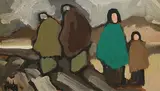 Shawlies by Markey Robinson, gouache on board, offered Jan 2020