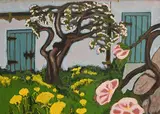 Rachel Strong, The Artist's Garden, oil on card