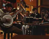 Deirdre Dunne, Session in Paddy the Farmers, oil on canvas