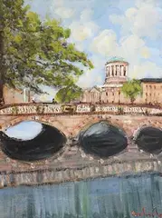 Marie Carroll, Towards the Four Courts, oil on board