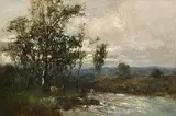 George Boyle British, Cattle Grazing by the Stream, oil on canvas