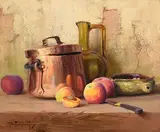 Robert Chailloux French, Copper Pan, Jug and Peaches