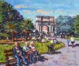 Norman Teeling, St Stephen's Green, Dublin, oil on board