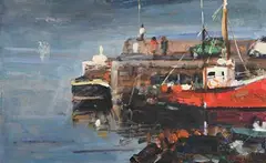 Roundstone Harbour, Connemara by Michael Hanrahan, 2017, oil on board, sold Jan 2020