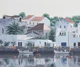 Armacao de Pera by Virgilio Raposo Portuguese, 2003, oil on canvas, sold Jan 2020