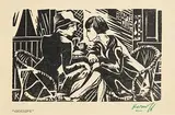 Harry Kernoff, Gossips, woodcut