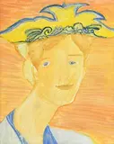 Piet Sluis, The Yellow Hat, mixed media on board