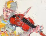 John B. Vallely, The Fiddle Player, oil on canvas board