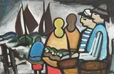 Fisher Folk by Markey Robinson, gouache on board, sold Nov 2019