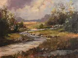 George Gillespie, Cattle Grazing by the Stream, oil on canvas