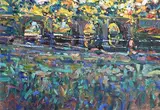 Arthur K. Maderson, October Evening, Lismore River Pool, mixed media on board