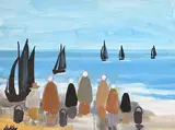 Waiting for the Catch by Markey Robinson, gouache, sold Nov 2019