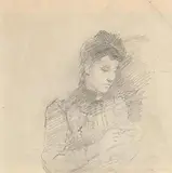 The Seamstress by John Butler Yeats, pencil drawing, sold Nov 2019