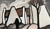 Returning Home by Markey Robinson, gouache on board, sold Nov 2019