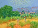 Enjoying the Sunshine by Desmond Carrick, oil on canvas board, sold Nov 2019
