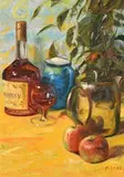 Henry McGrane, Still Life - Hennessy and Fruit, oil on board