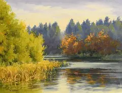 George Oakley, Autumn Evening, Donadea, oil on canvas board