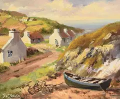 West of Ireland Fishing Village by Gretta O'Brien, oil on canvas, sold Nov 2019