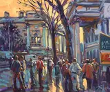 Norman Teeling, College Green, Dublin, oil on board