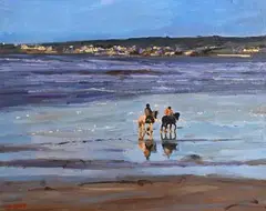 Riding on the Shore by Michael Hanrahan, oil on canvas board, sold Nov 2019