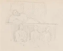 Choir Members at Church by Sarah Purser, pencil drawing, sold Nov 2019