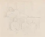 Sarah Purser, Choir Members at Church, pencil drawing