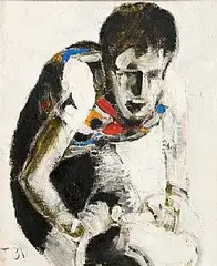 Sean Kelly Sprinting for the Line by John B. Vallely, 1986, oil on canvas, sold Oct 2019
