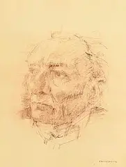 Colin Davidson, Portrait of Brian Friel, crayon on paper