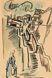 Nano Reid, Waiting by the Steps, watercolour