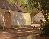 Feeding the Hens by Frank McKelvey, oil on canvas, sold Oct 2019