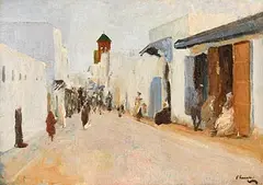 Sir John Lavery, A Street in Rabat, Morocco, 1920, oil on canvas board